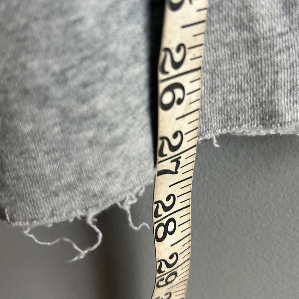 Gap Mens Small Heather Gray Logo Fleece Sweatpants Raw Hem Drawstring Joggers
